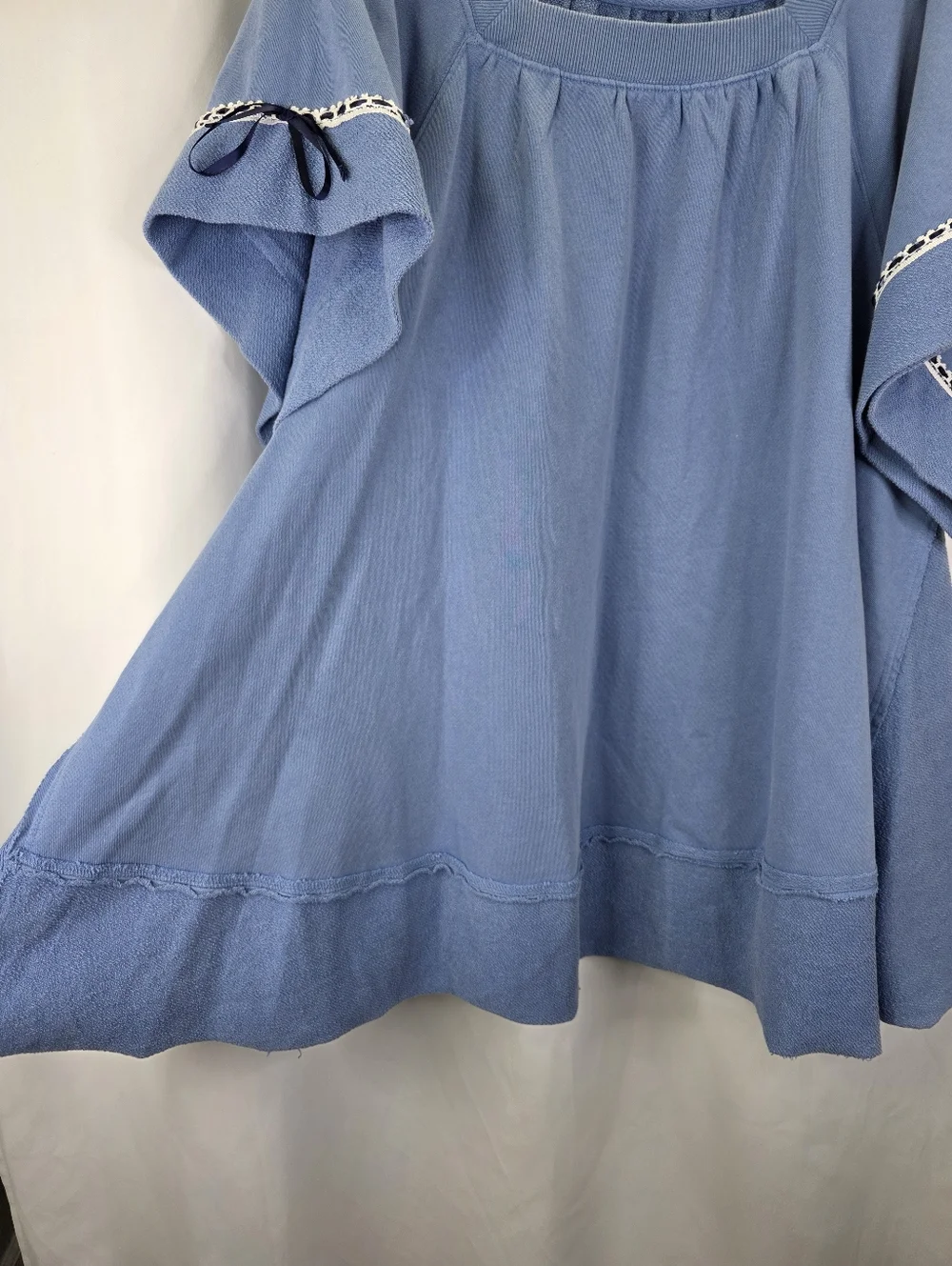 New Free People Astoria Sweatshirt Tunic Dress Oversized Ribbon Lace Cotton M - Picture 7 of 16